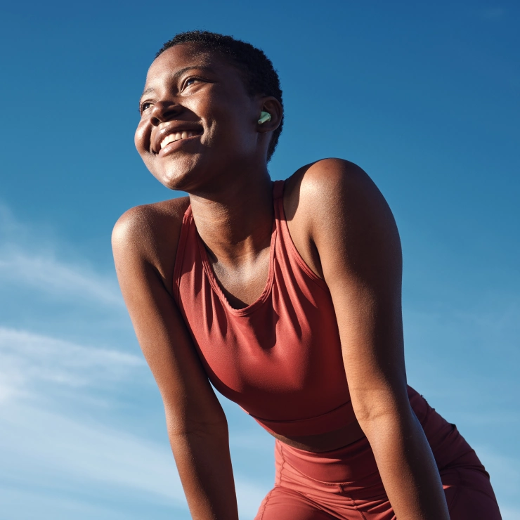 Smiling woman in athletic attire